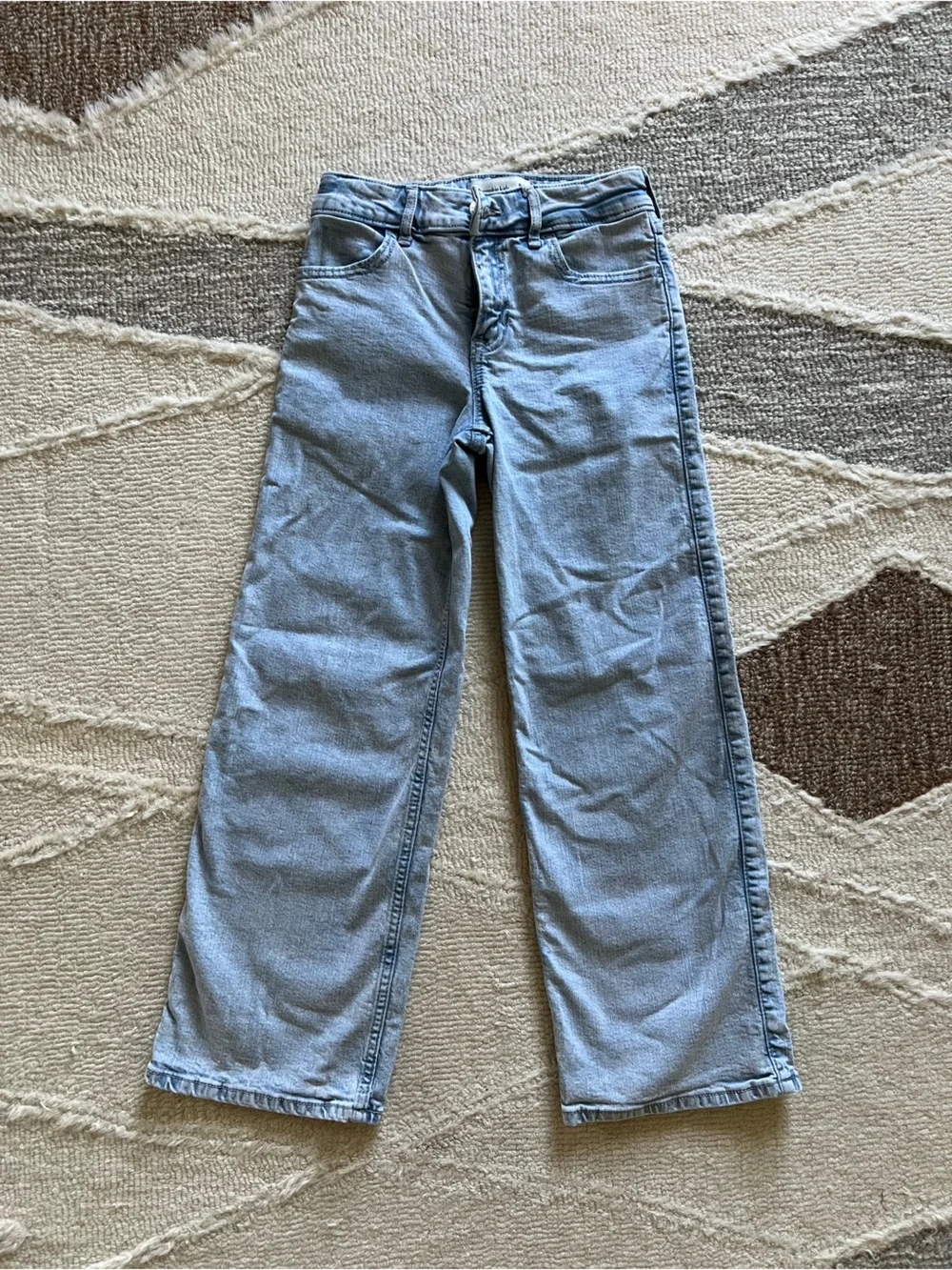 abercrombie kids Light Blue High-Rise Wide Leg Jeans
